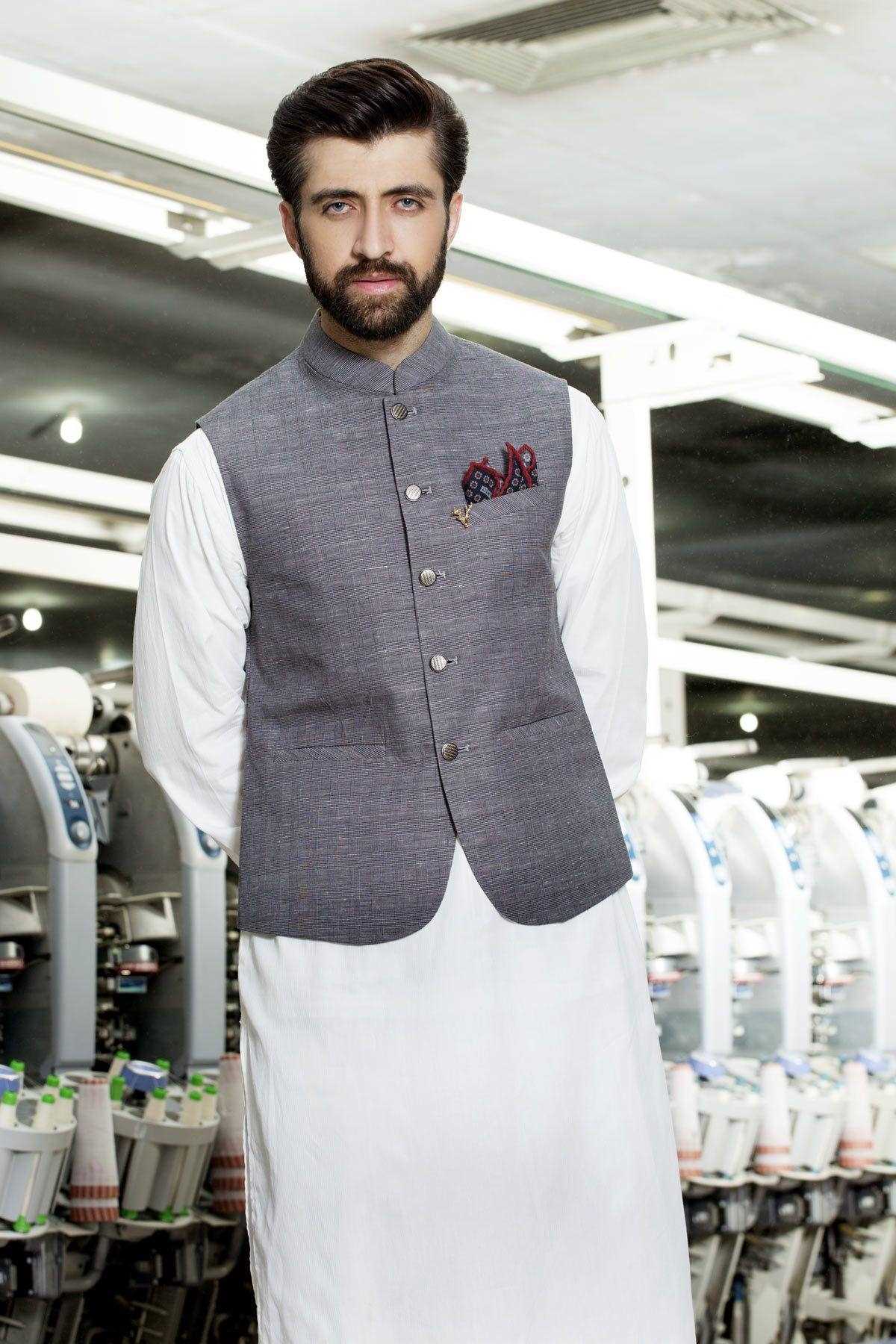 Afroz Waistcoat Grey Blue - Image 2