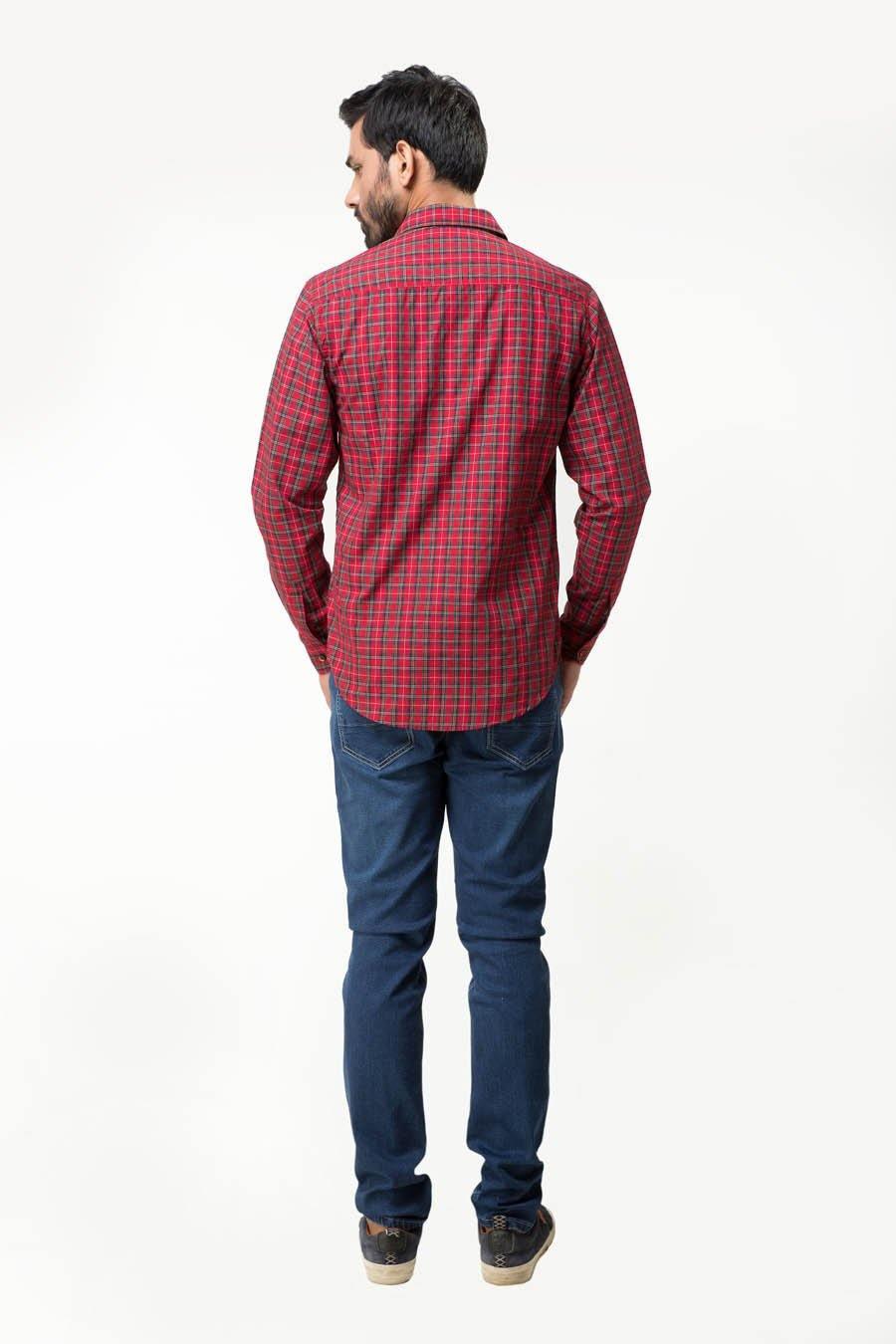 Casual Shirt Full Sleeves Red Check - Image 3