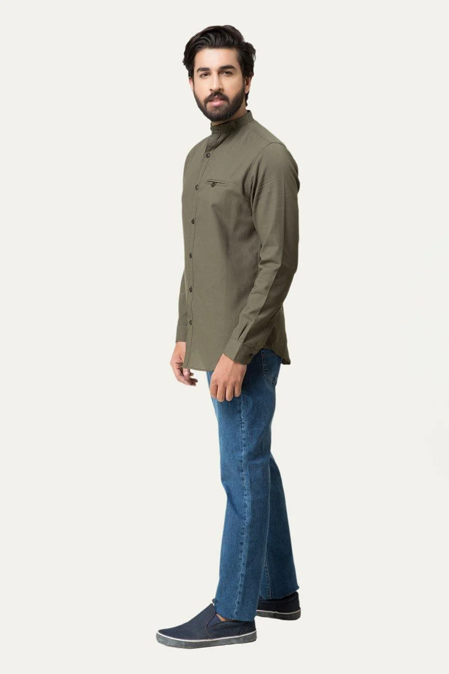 Casual Shirt Full Sleeves Olive