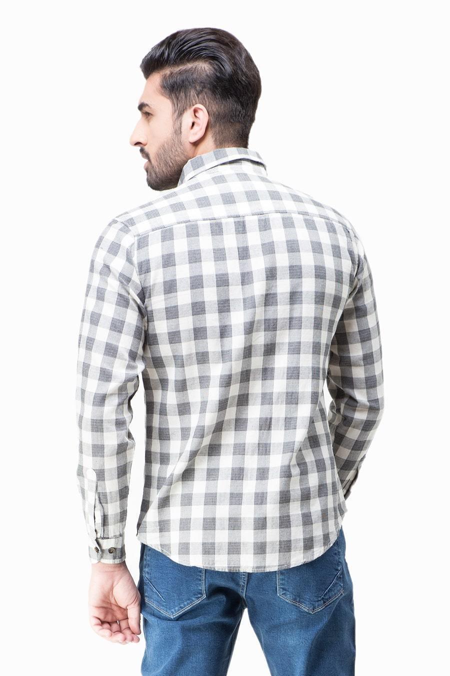 CASUAL SHIRT FULL SLEEVES  GREEN WHITE CHECK WINTER - Image 3