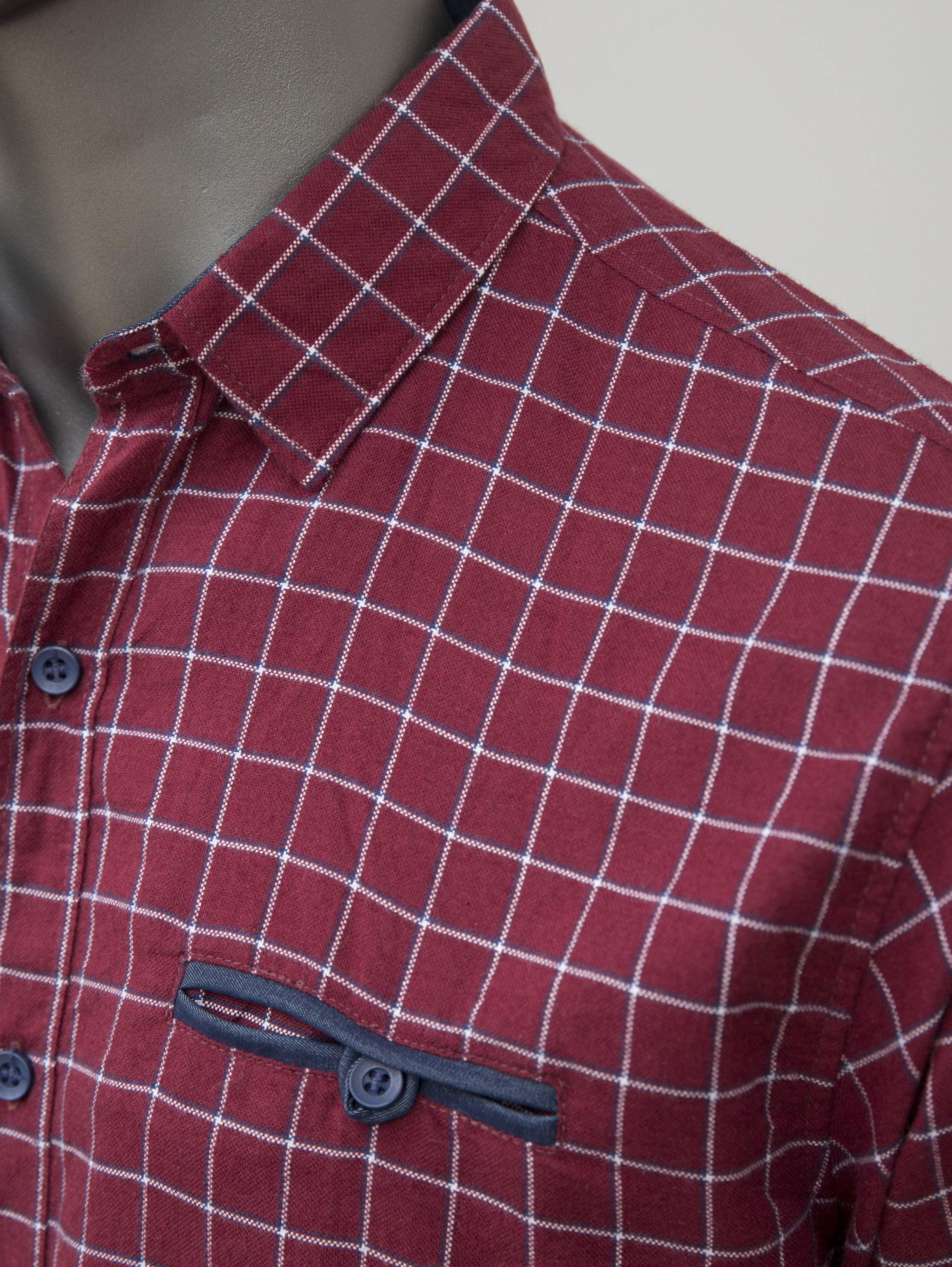 CASUAL SHIRT FULL SLEEVES  MAROON CHECK WINTER - Image 2