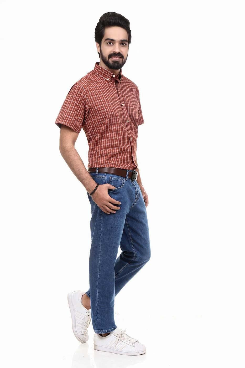 Semi Formal Shirt Half Sleeves Brown Coffee - Image 3