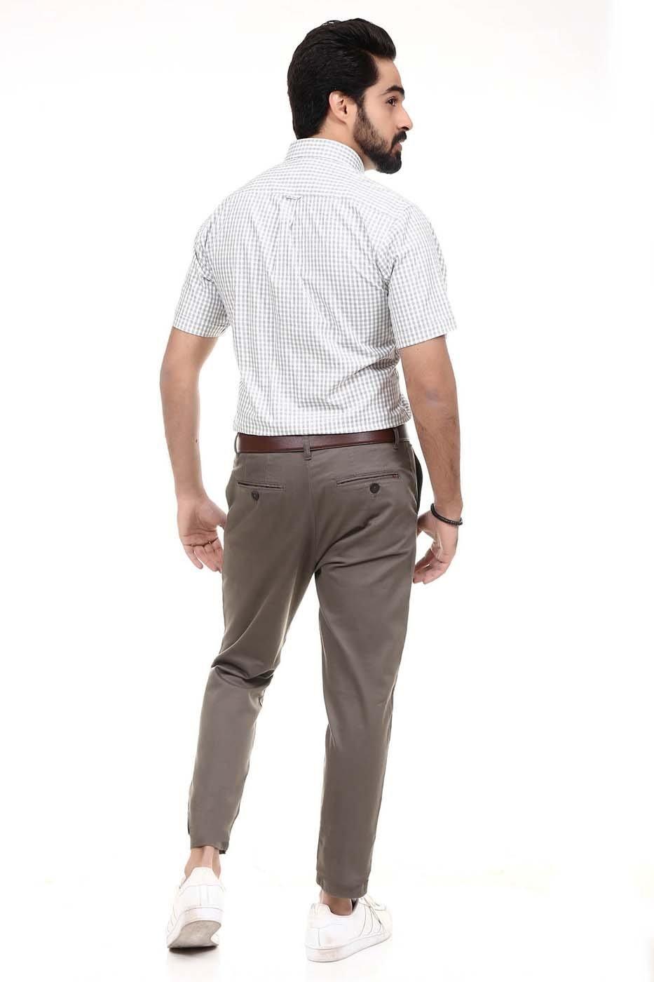 Semi Formal Shirt Half Sleeves Grey White - Image 2