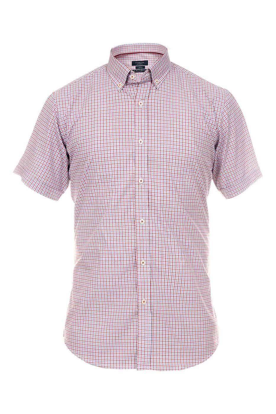 Semi Formal Shirt Half Sleeves Orange Blue Check