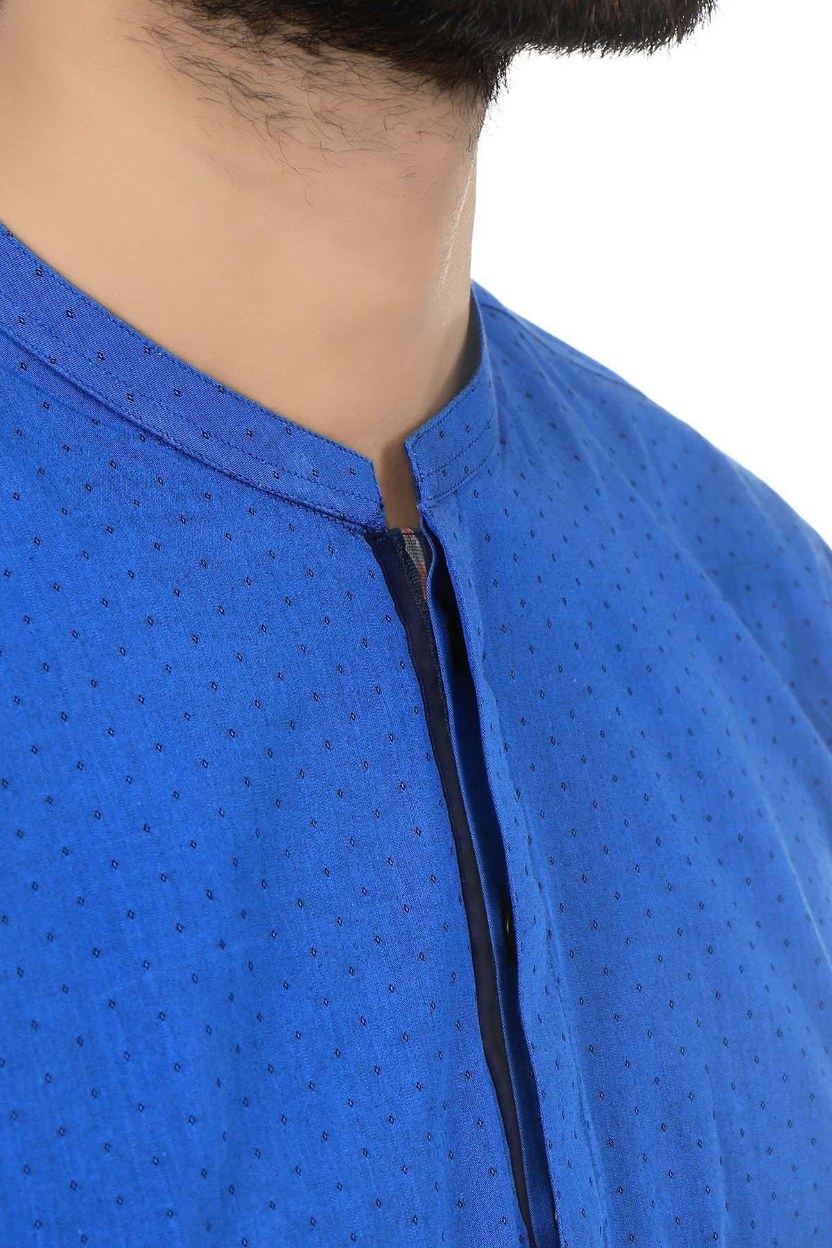 Kurta Ban Collar Blue - Image 3