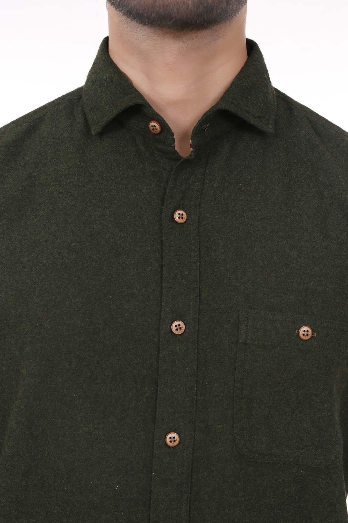 Brushed Cotton Shirt Green - Image 4