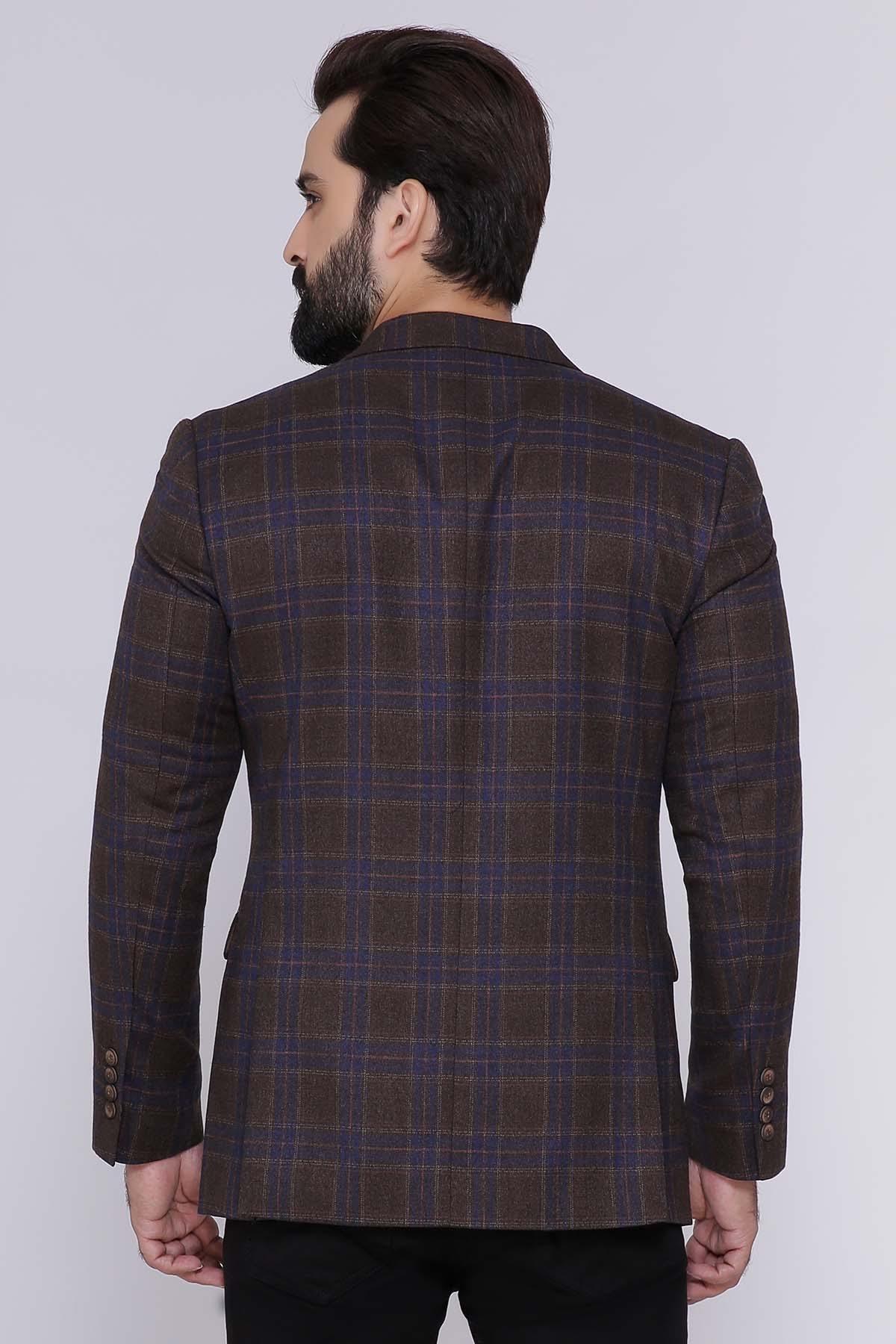 CASUAL COAT 2 BUTTON SMART FIT BROWN BLUE - Image 2