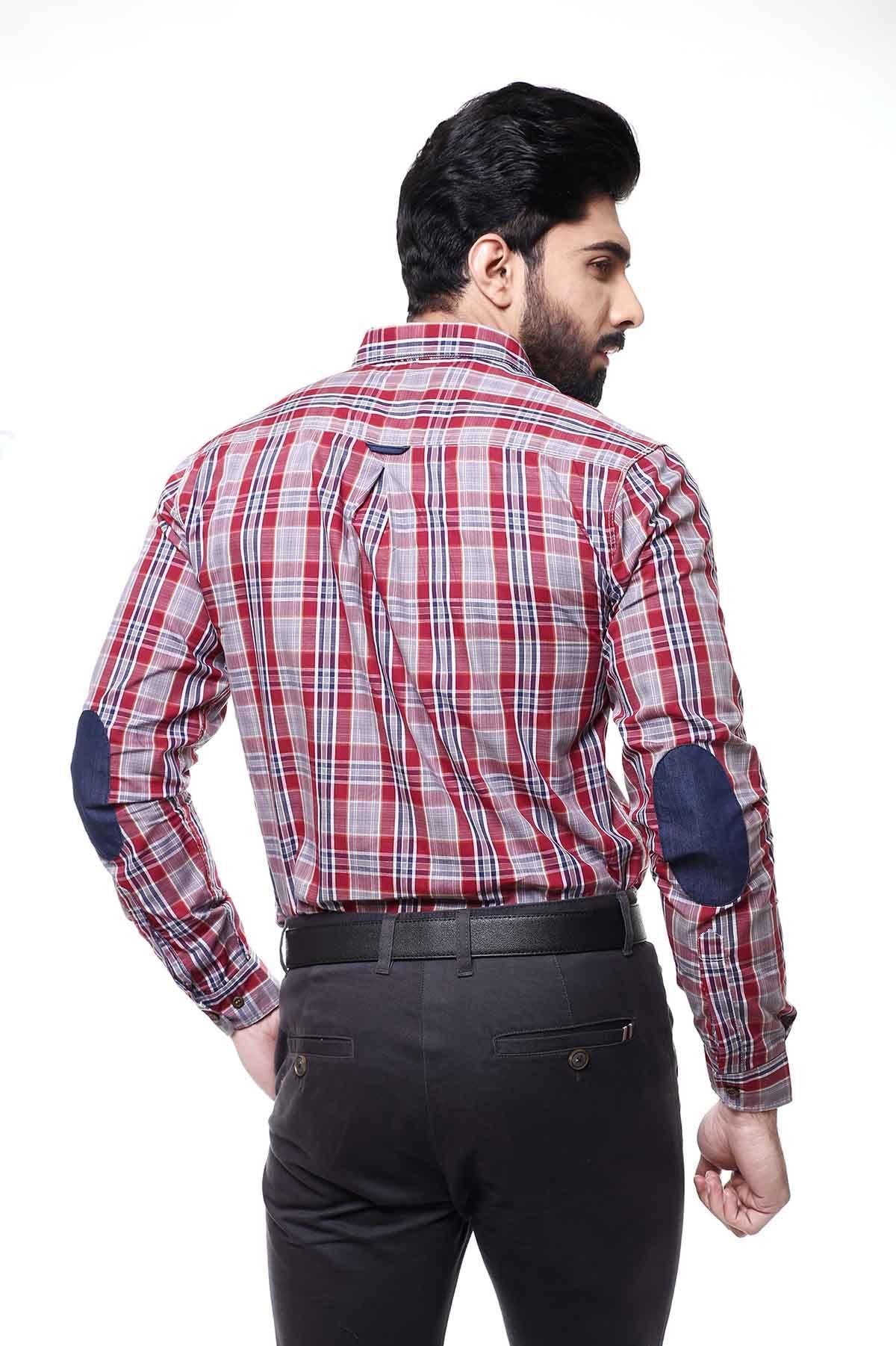 CASUAL SHIRT FULL SLEEVE MAROON GREY - Image 3