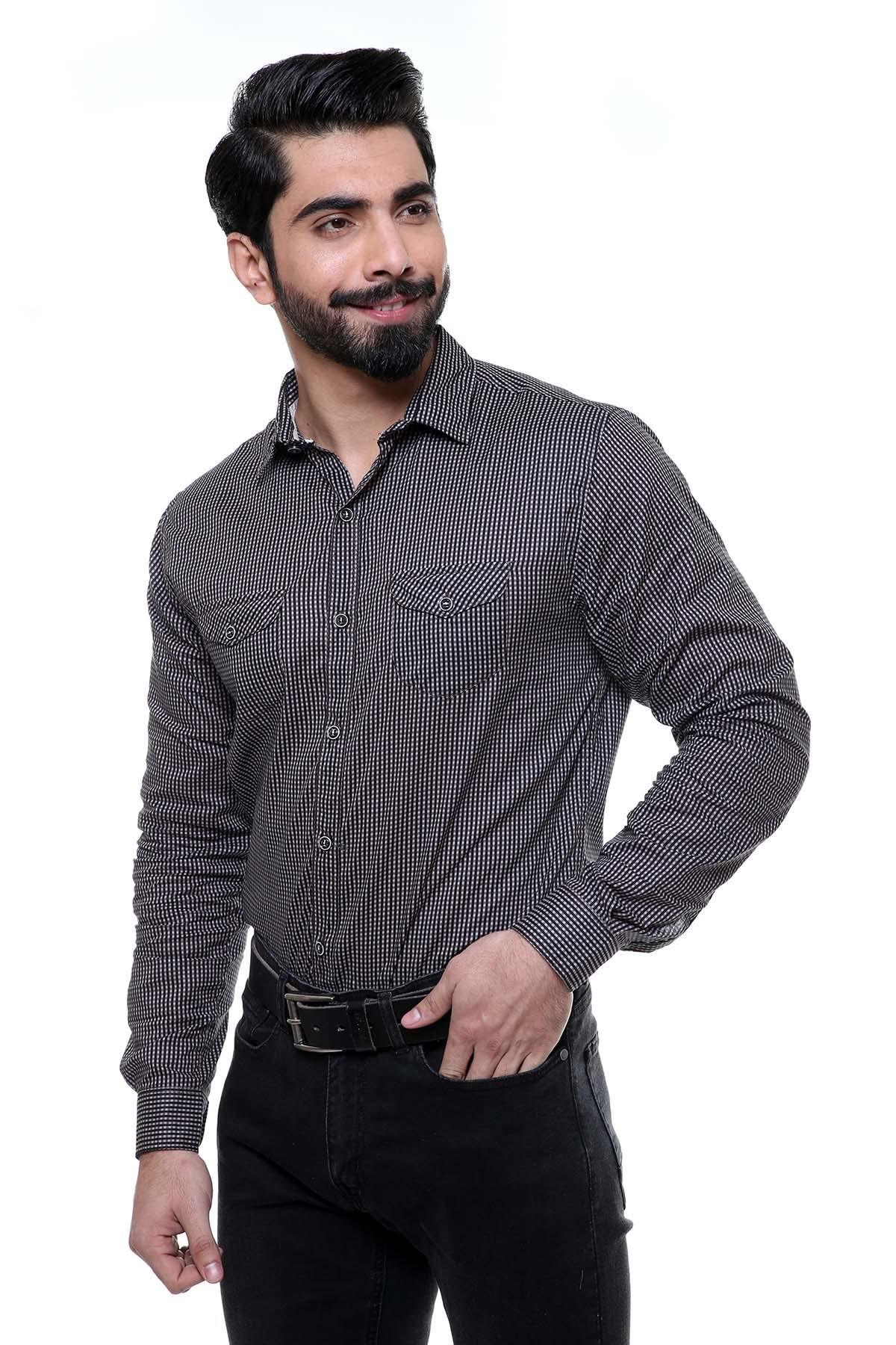 CASUAL SHIRT FULL SLEEVE SLIM FIT BLACK CHECK - Image 3