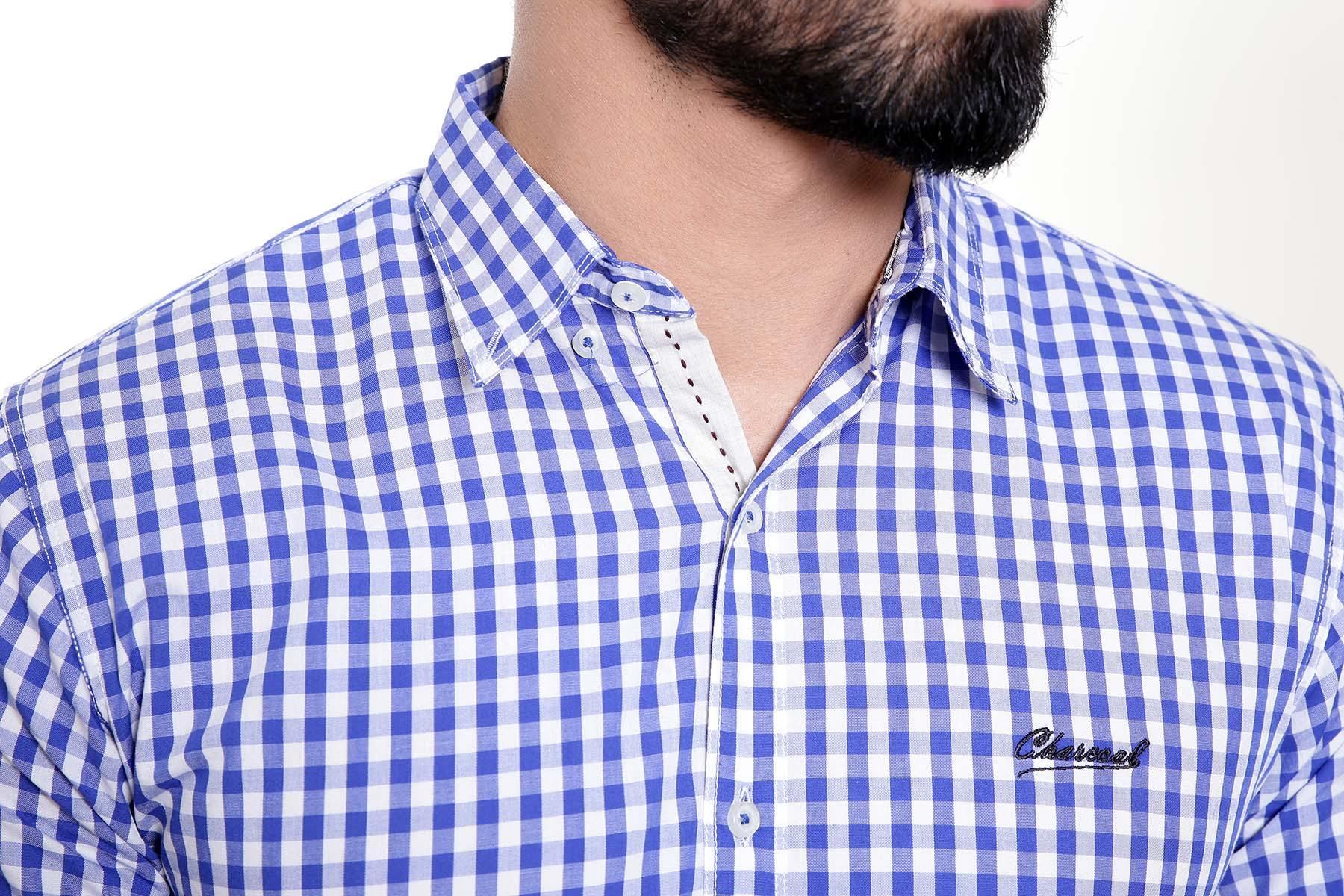 CASUAL SHIRT FULL SLEEVE BLUE WHITE CHECK - Image 4