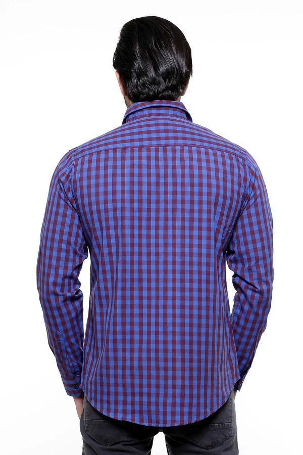 CASUAL SHIRT FULL SLEEVE BLUE MAROON - Image 3
