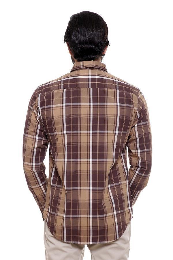 CASUAL SHIRT FULL SLEEVE BROWN CHECK SLIM FIT - Image 2