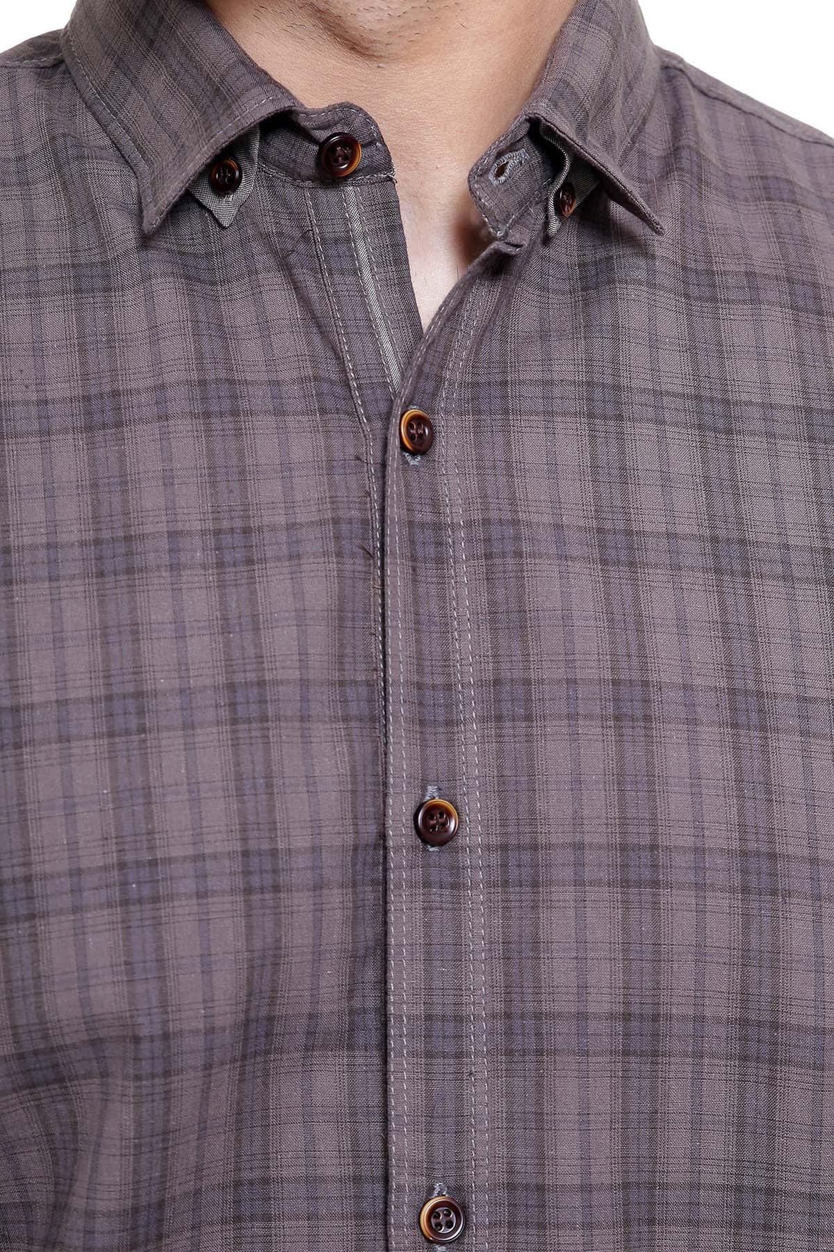 CASUAL SHIRT FULL SLEEVE SLIM FIT BROWN - Image 3