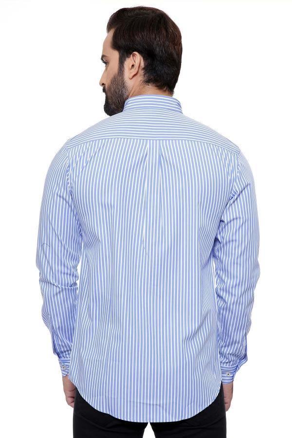 CASUAL SHIRT FULL SLEEVE BLUE WHITE LINE SLIM FIT - Image 2