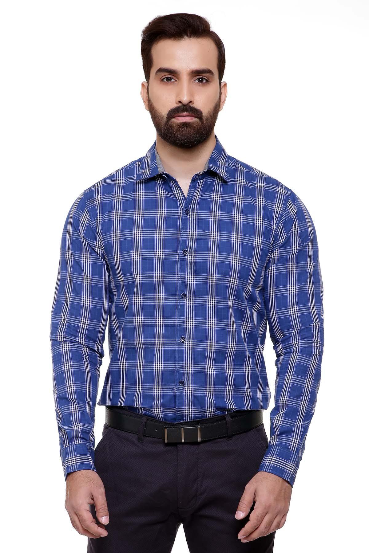CASUAL SHIRT FULL SLEEVE BLUE CHECK SLIM FIT