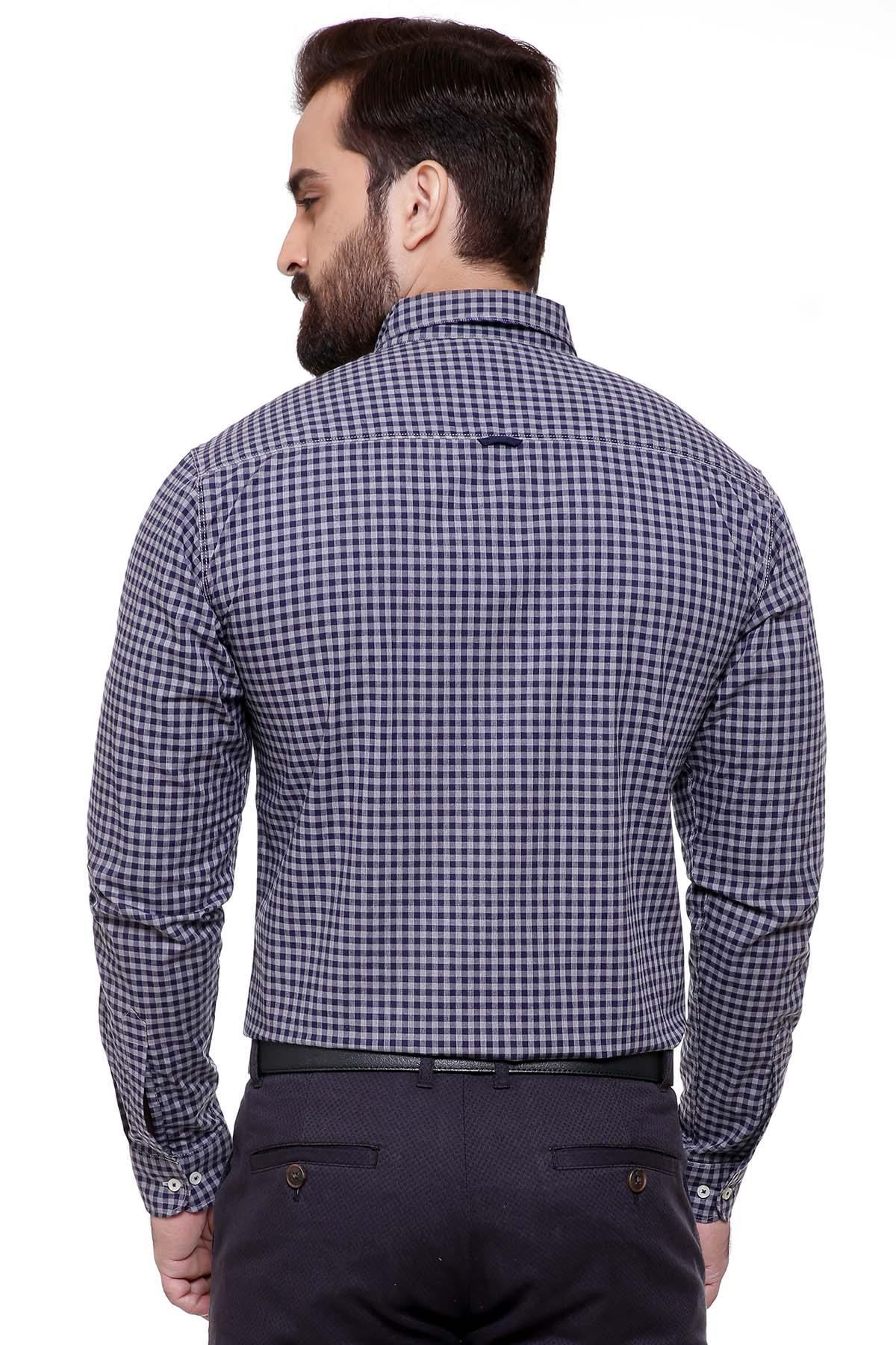 CASUAL SHIRT FULL SLEEVE NAVY GREY SLIM FIT - Image 2