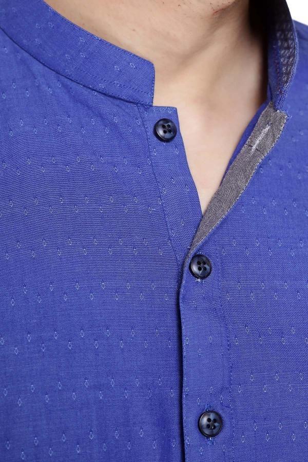 KURTA BAN COLLAR BLUE - Image 3