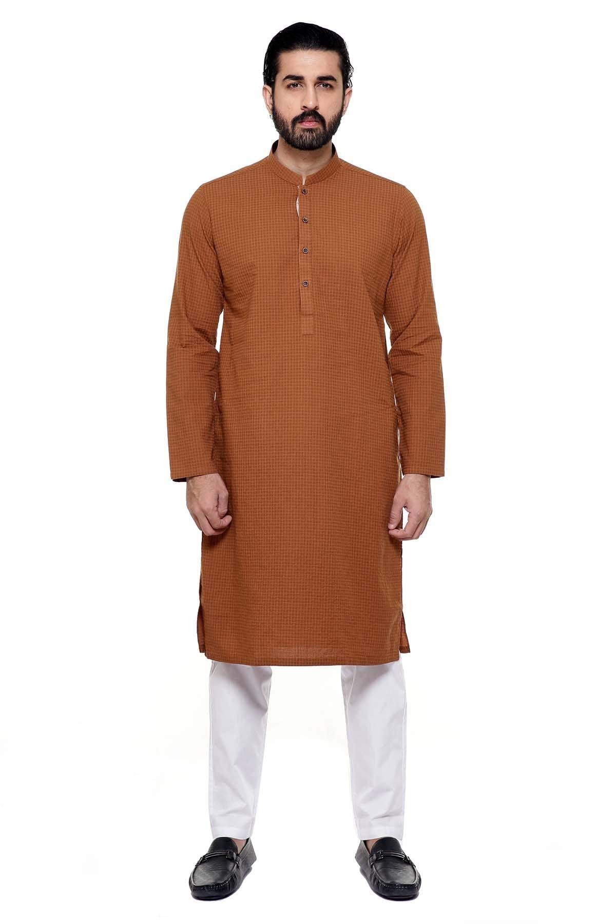 KURTA BAN COLLAR MUSTERED