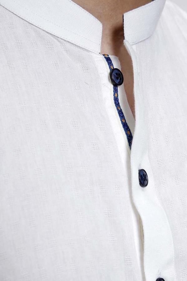 KURTA BAN COLLAR WHITE PRE FALL - Image 3