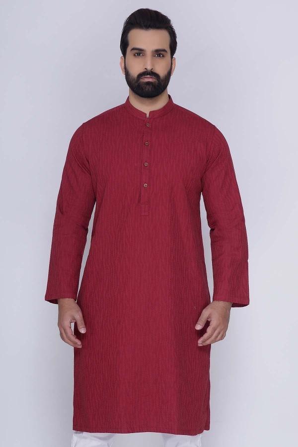 KURTA BAN COLLAR MAROON