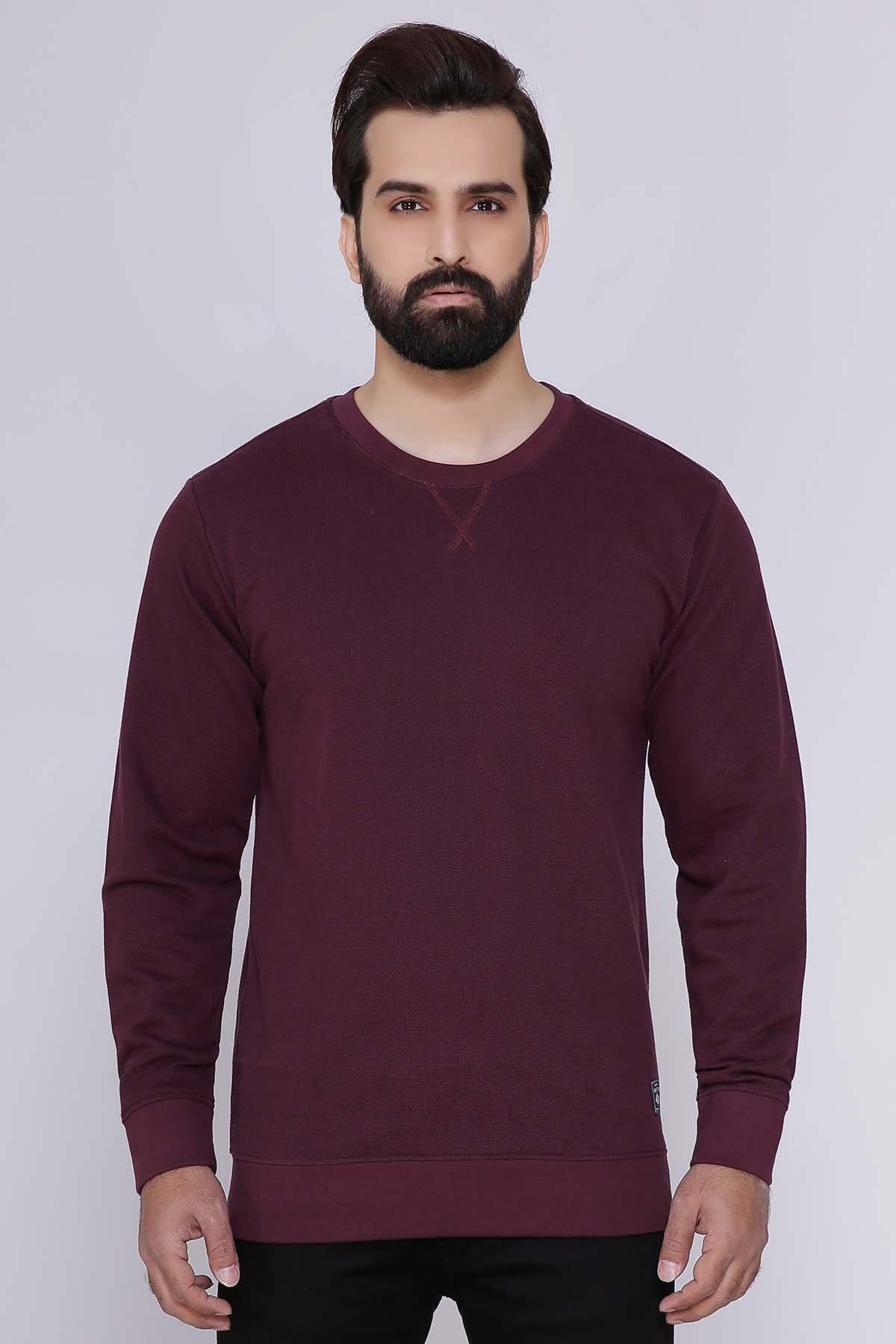 PIQUE TERRY SWEAT SHIRT MAROON