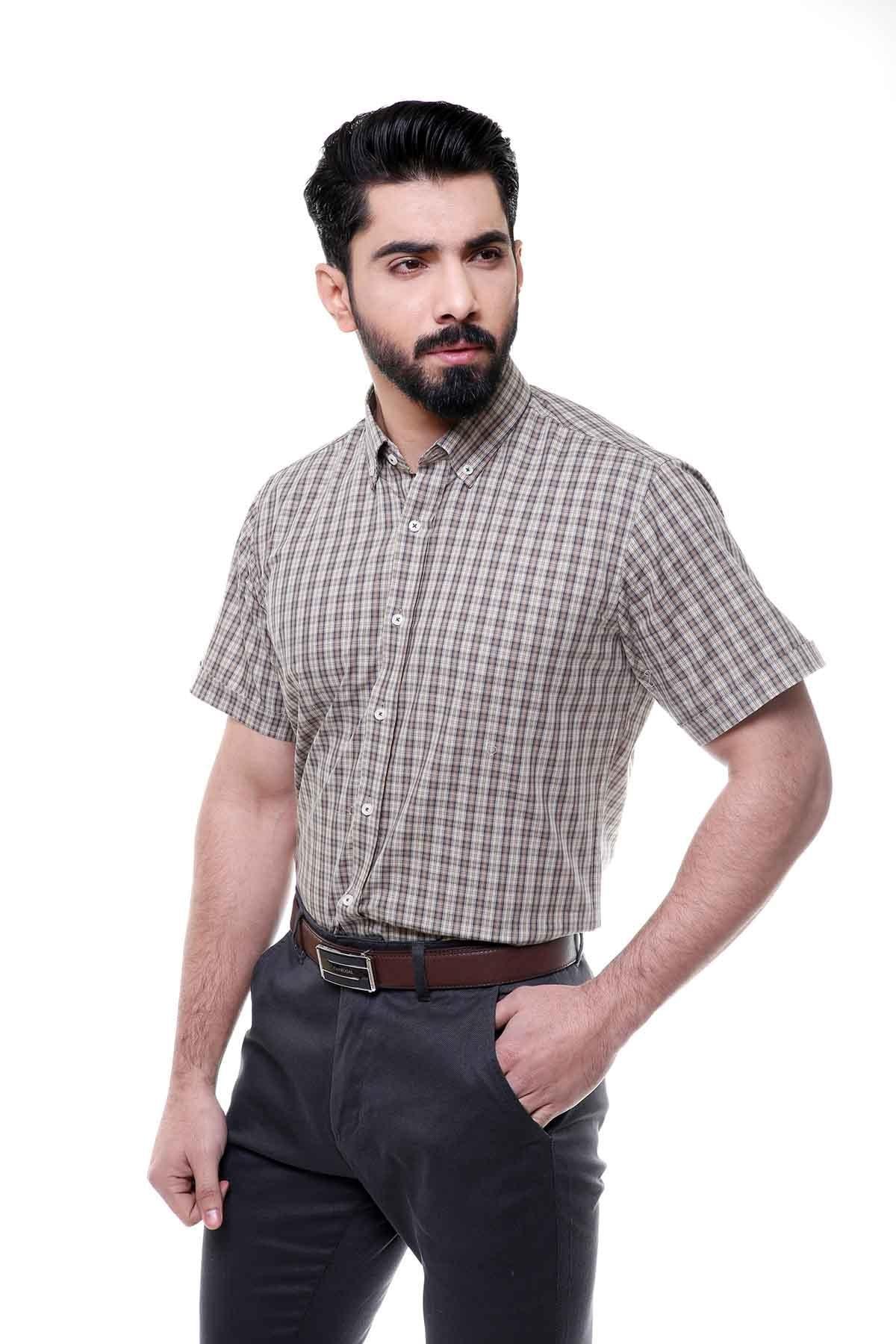 SEMI FORMAL SHIRTS BUTTON DOWN HALF SLEEVE LIGHT GREEN - Image 2
