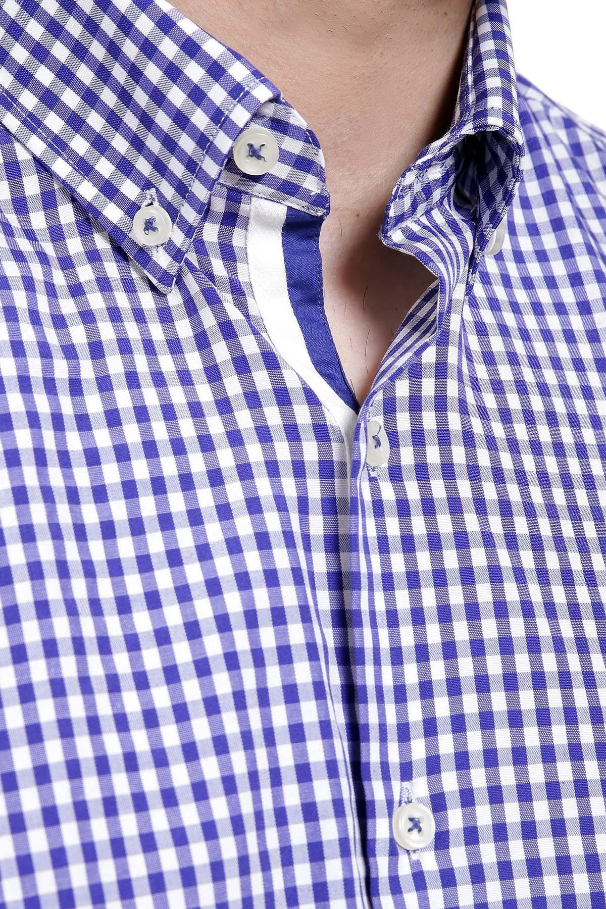 SEMI FORMAL SHIRTS BUTTON DOWN FULL SLEEVE  NAVY BLUE - Image 2