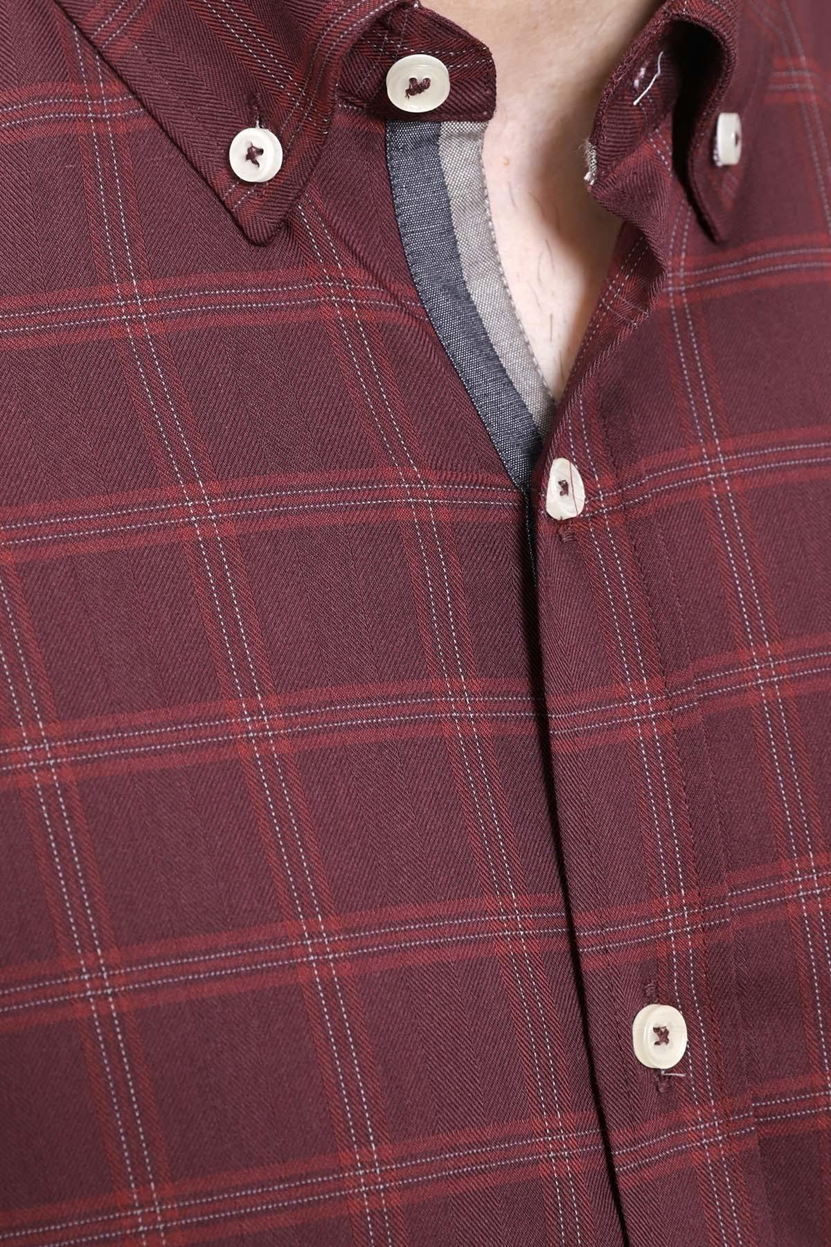 SEMI FORMAL SHIRTS BUTTON DOWN FULL SLEEVE MAROON - Image 3