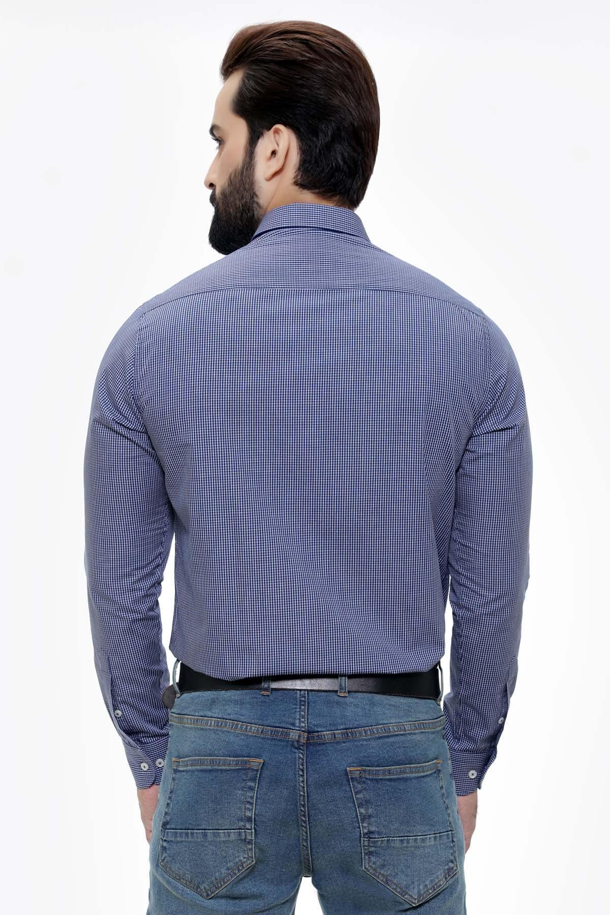 SEMI FORMAL SHIRTS BUTTON DOWN FULL SLEEVE NAVY BLUE - Image 2