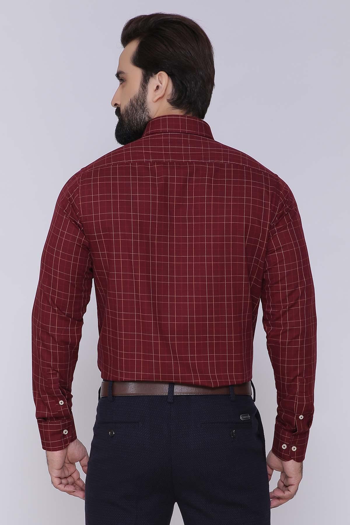 SEMI FORMAL SHIRTS BUTTON DOWN WINTER FULL SLEEVE MAROON - Image 2