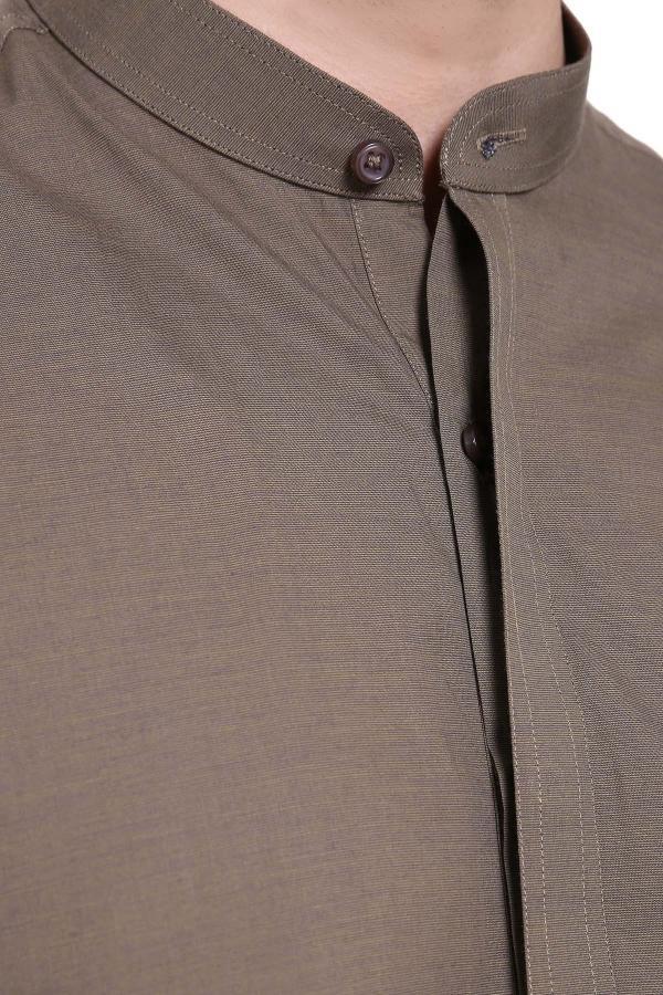 SHALWAR KAMEEZ BAN COLLAR MAHNDI GREEN - Image 3