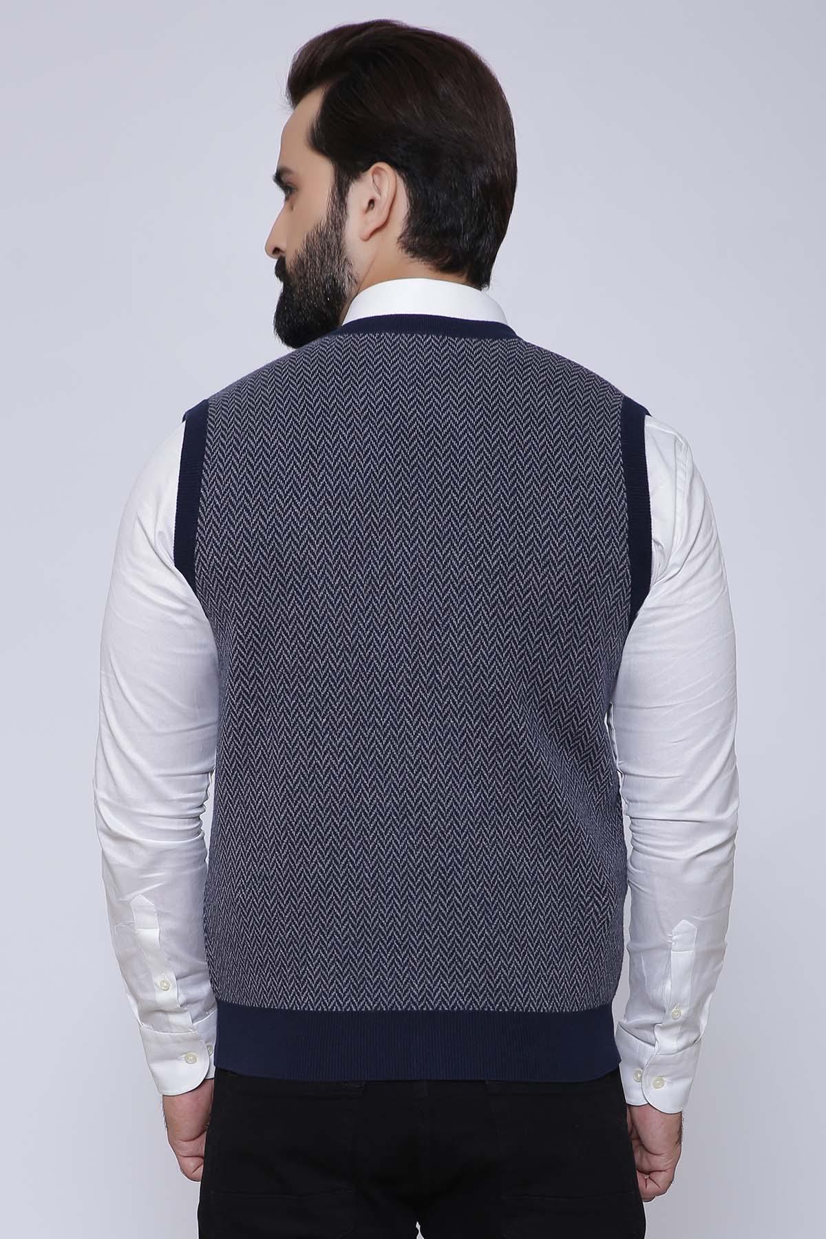 SWEATER CARDIGAN SLEEVE LESS NAVY GREY - Image 2