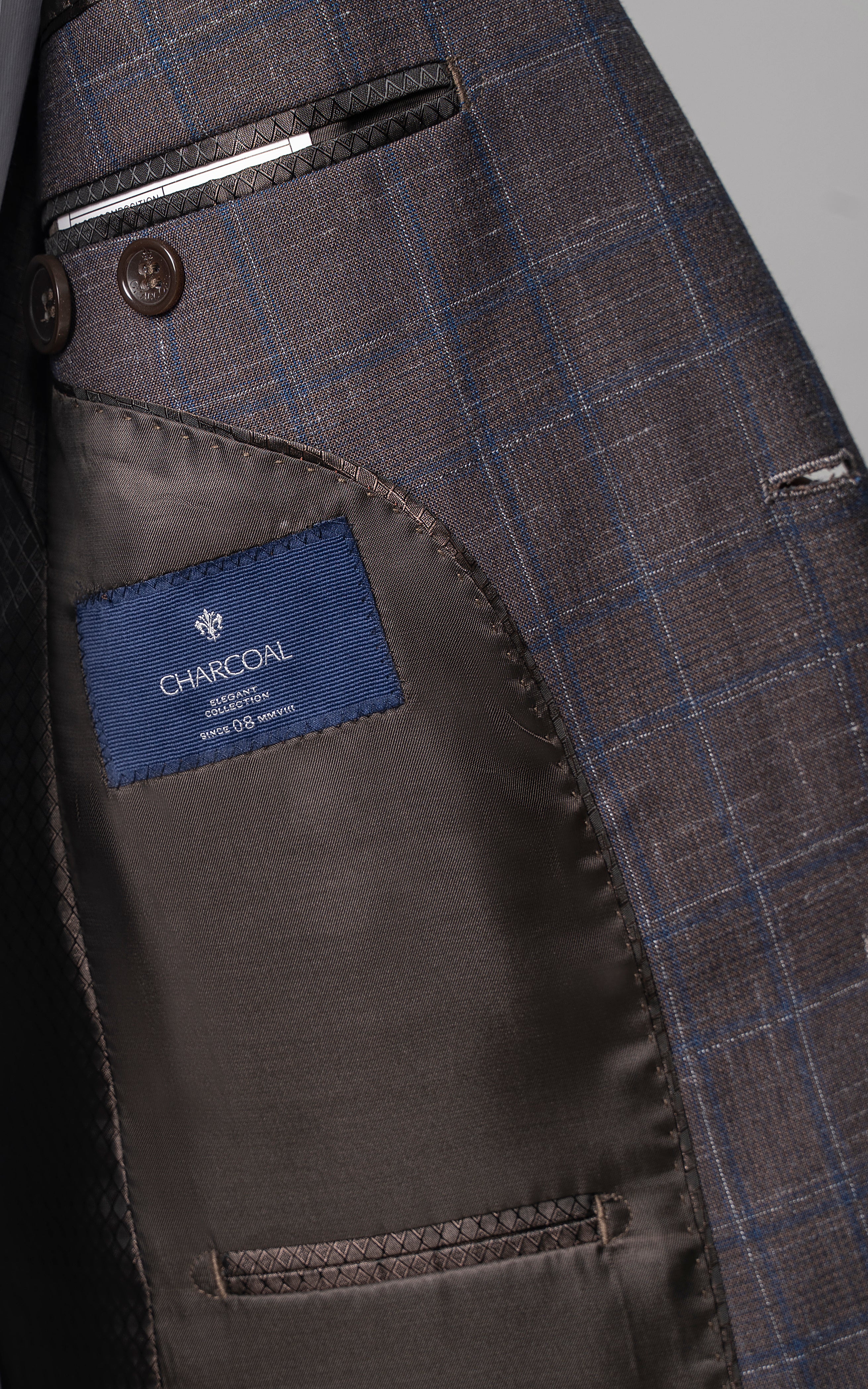 2 PIECE SUIT SLIM FIT BROWN CHECK - Image 4