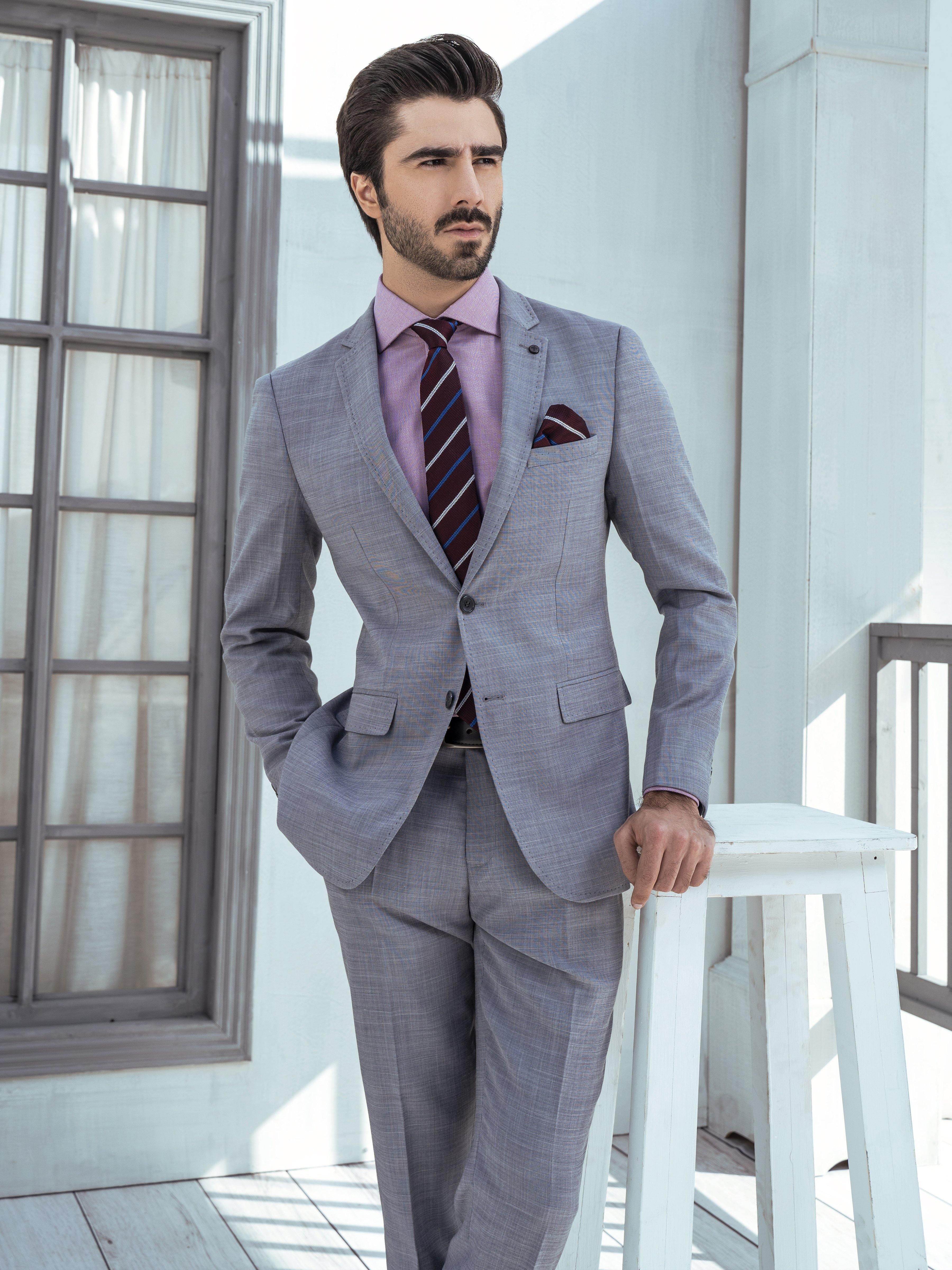 2 PIECE SUIT SLIM FIT LIGHT GREY - Image 2