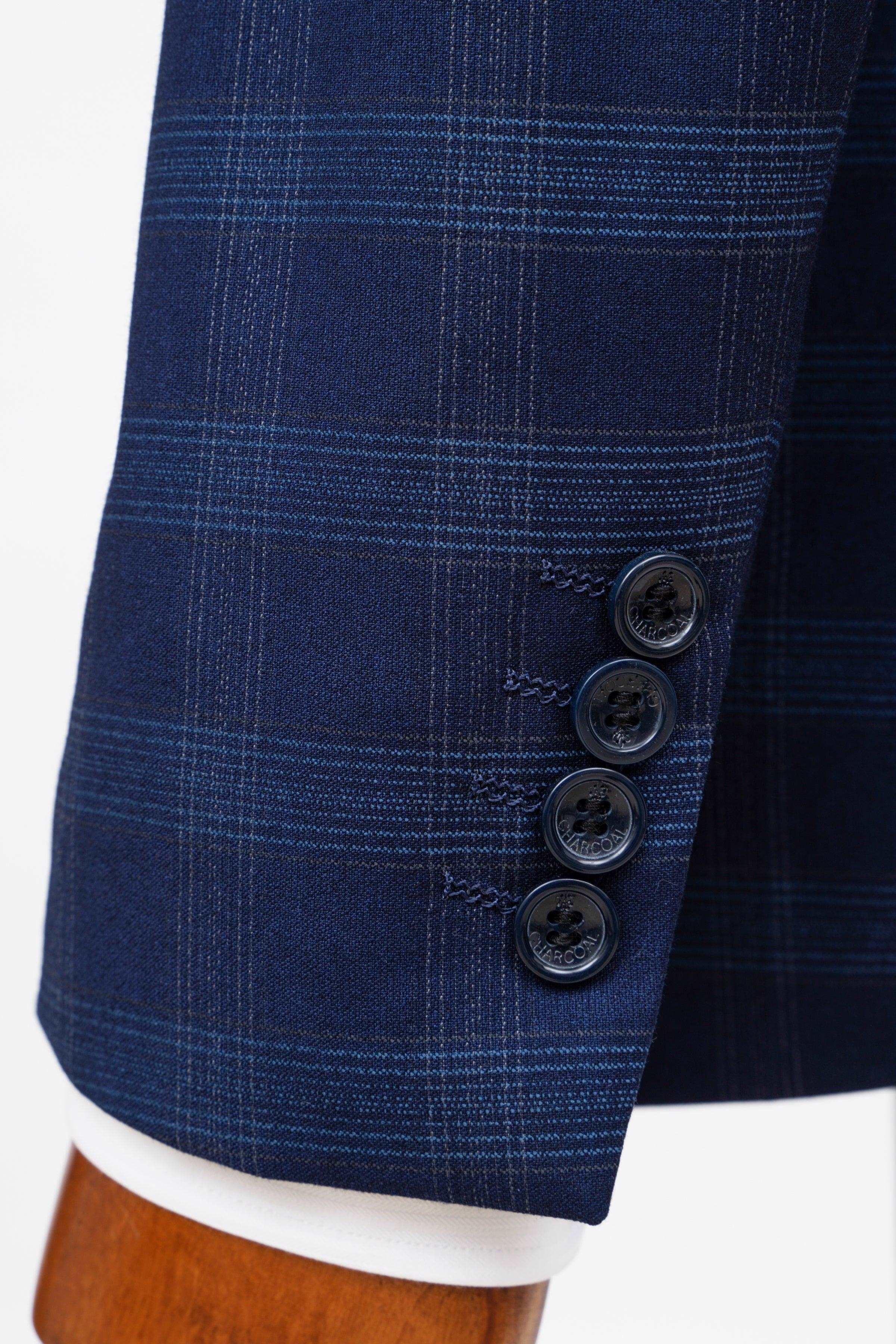 2 PIECE SUIT SLIM FIT NAVY CHECK - Image 3