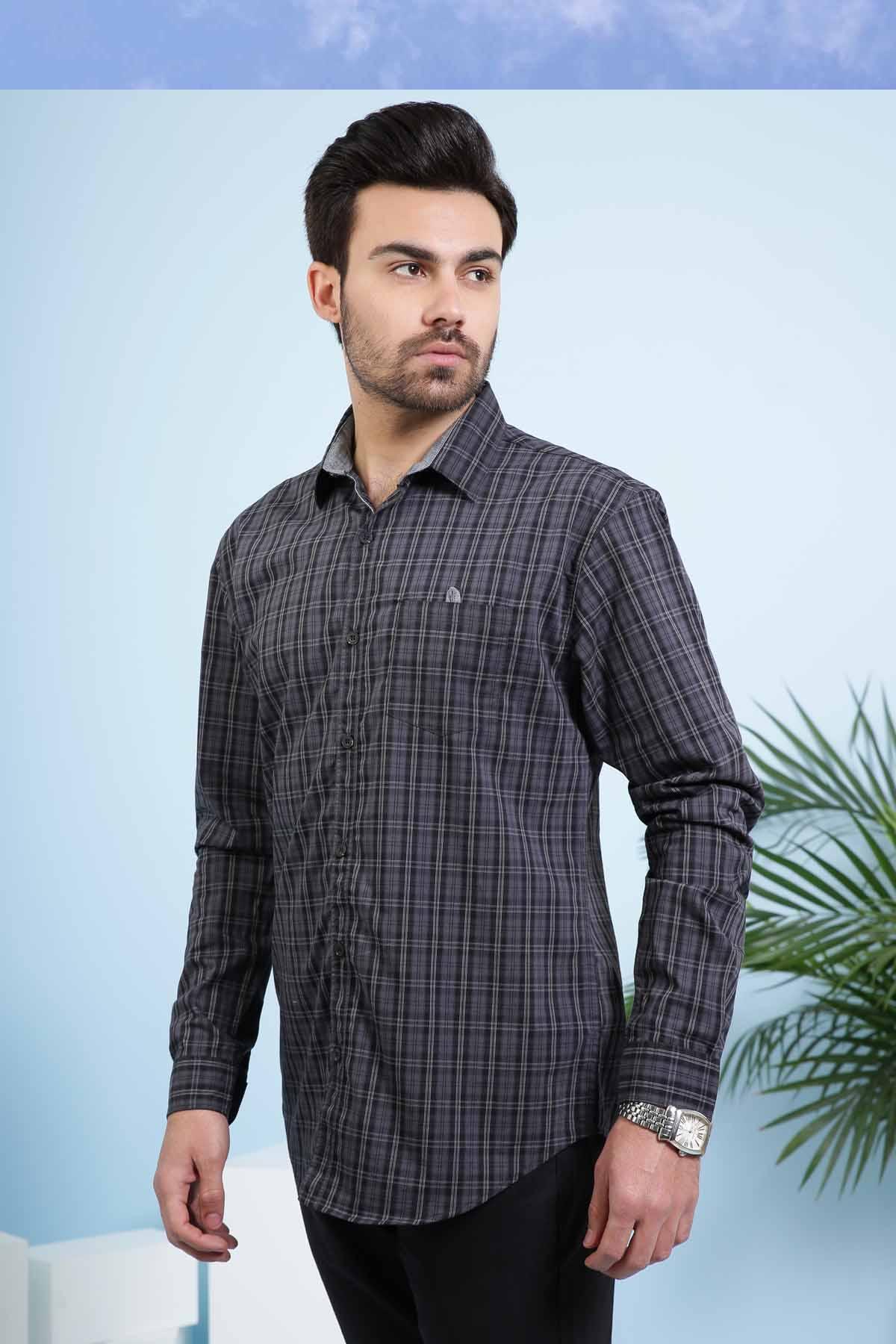 CASUAL SHIRT FULL SLEEVE SLIM FIT CHARCOAL GREY - Image 2