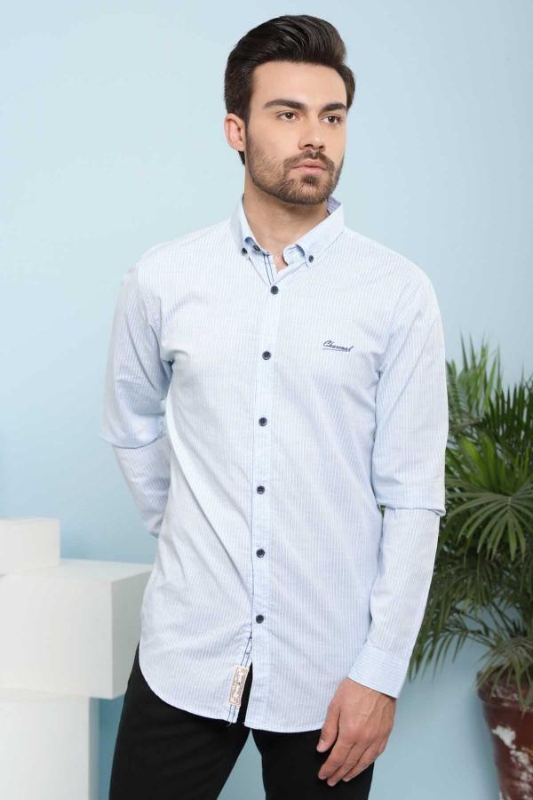 CASUAL SHIRTS FULL SLEEVE SLIM FIT SKY WHITE LINE