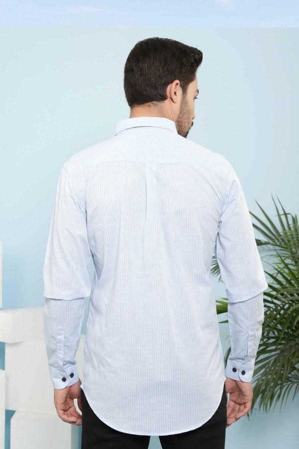 CASUAL SHIRTS FULL SLEEVE SLIM FIT SKY WHITE LINE - Image 4