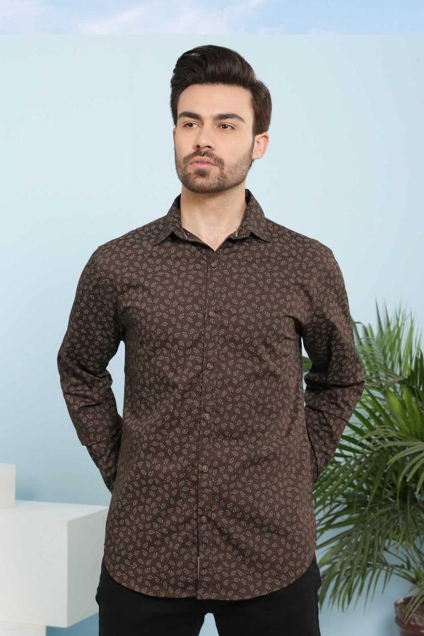 CASUAL SHIRT FULL SLEEVE BROWN