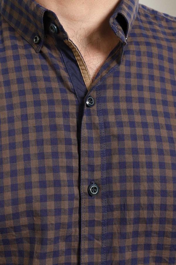 CASUAL SHIRT FULL SLEEVE NAVY SLIM FIT BROWN - Image 4