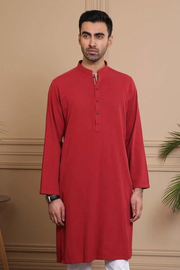 KURTA BAN COLLAR MAROON