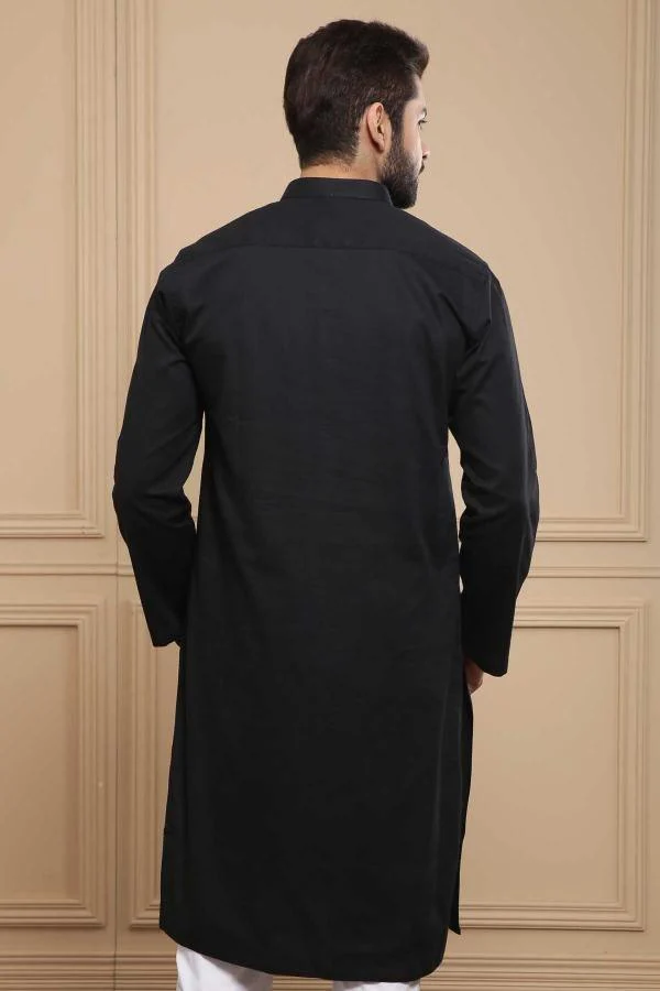 KURTA BAN COLLAR BLACK - Image 2