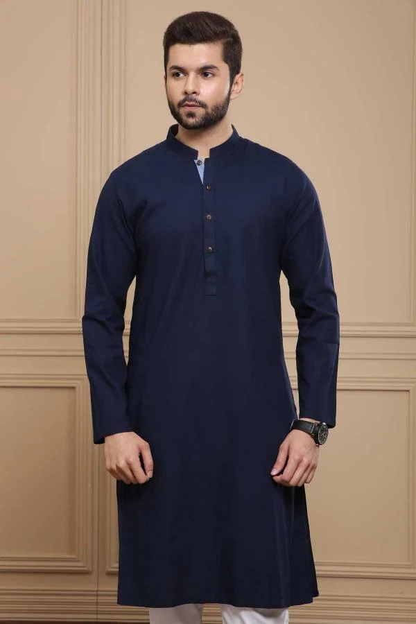KURTA BAN COLLAR NAVY