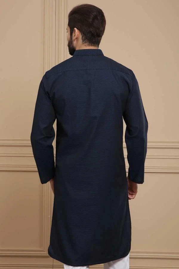 KURTA BAN COLLAR BLUE - Image 2