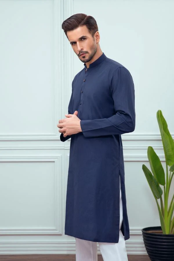 KURTA BAN COLLAR NAVY - Image 2