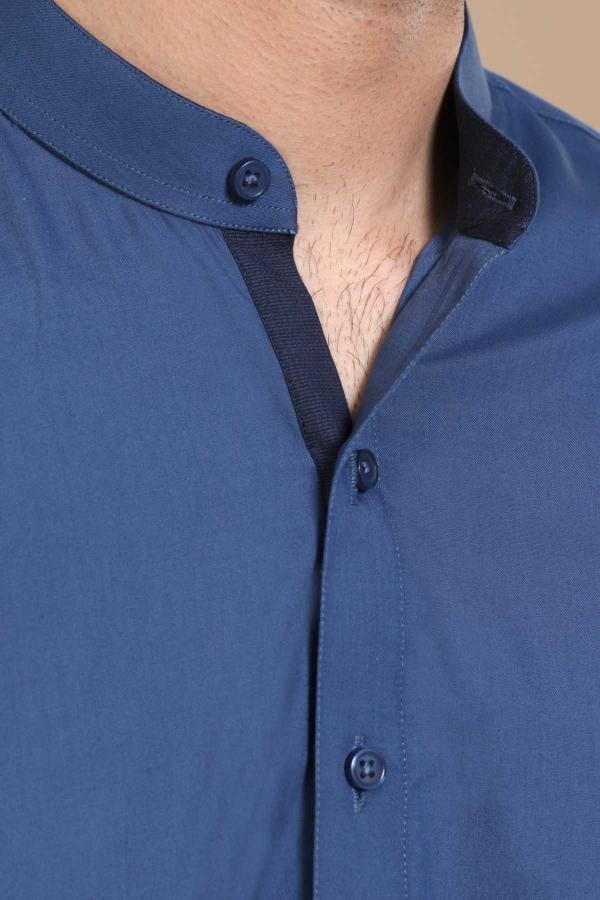 SHALWAR KAMEEZ BAN COLLAR BLUE - Image 3