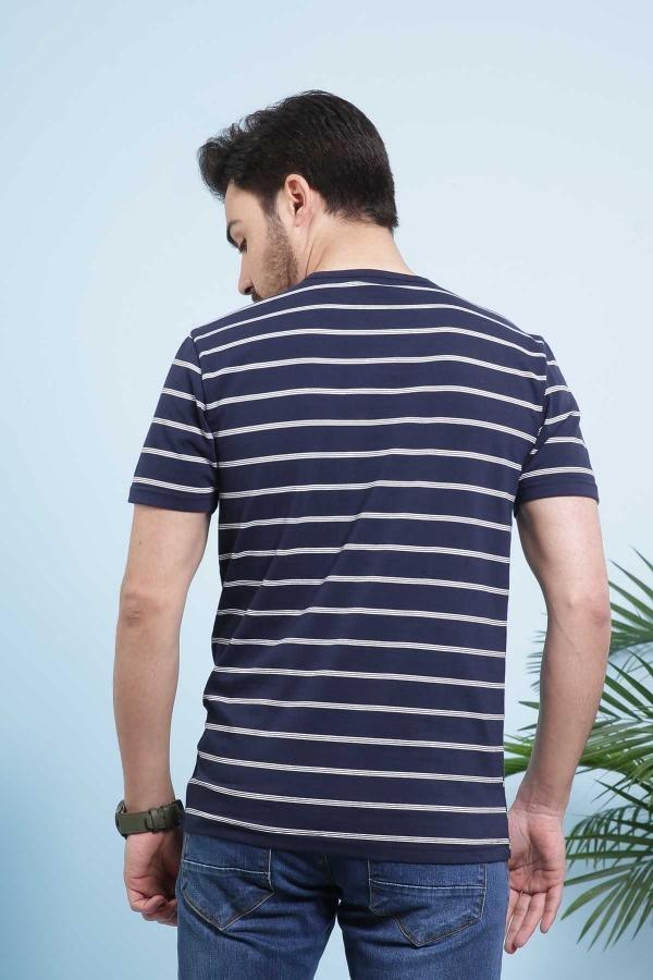 T SHIRT V NECK NAVY WHITE - Image 3