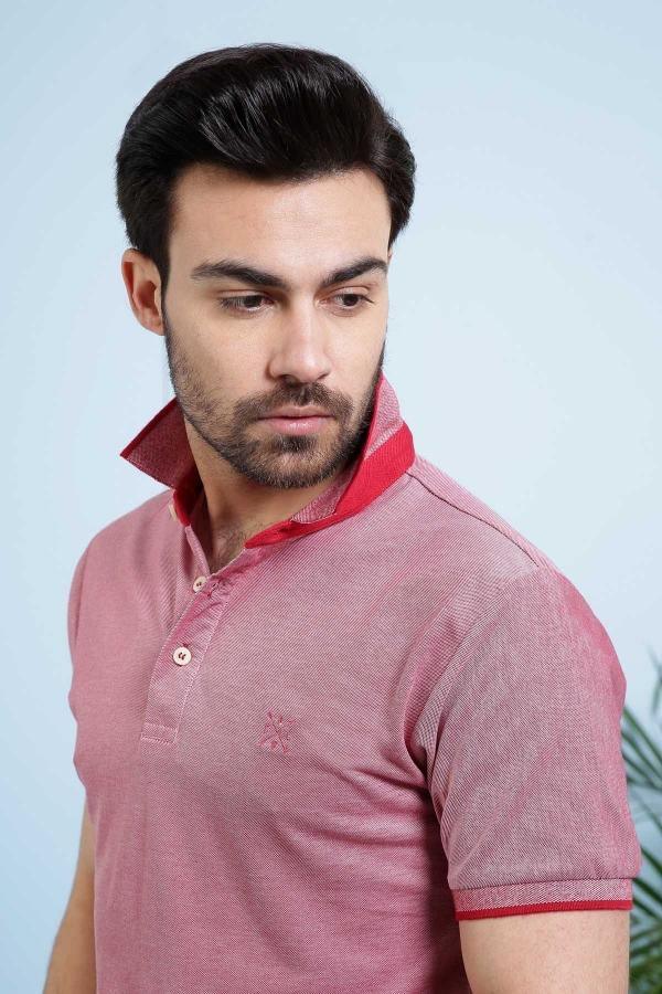 T SHIRT POLO MAROON WHITE - Image 2