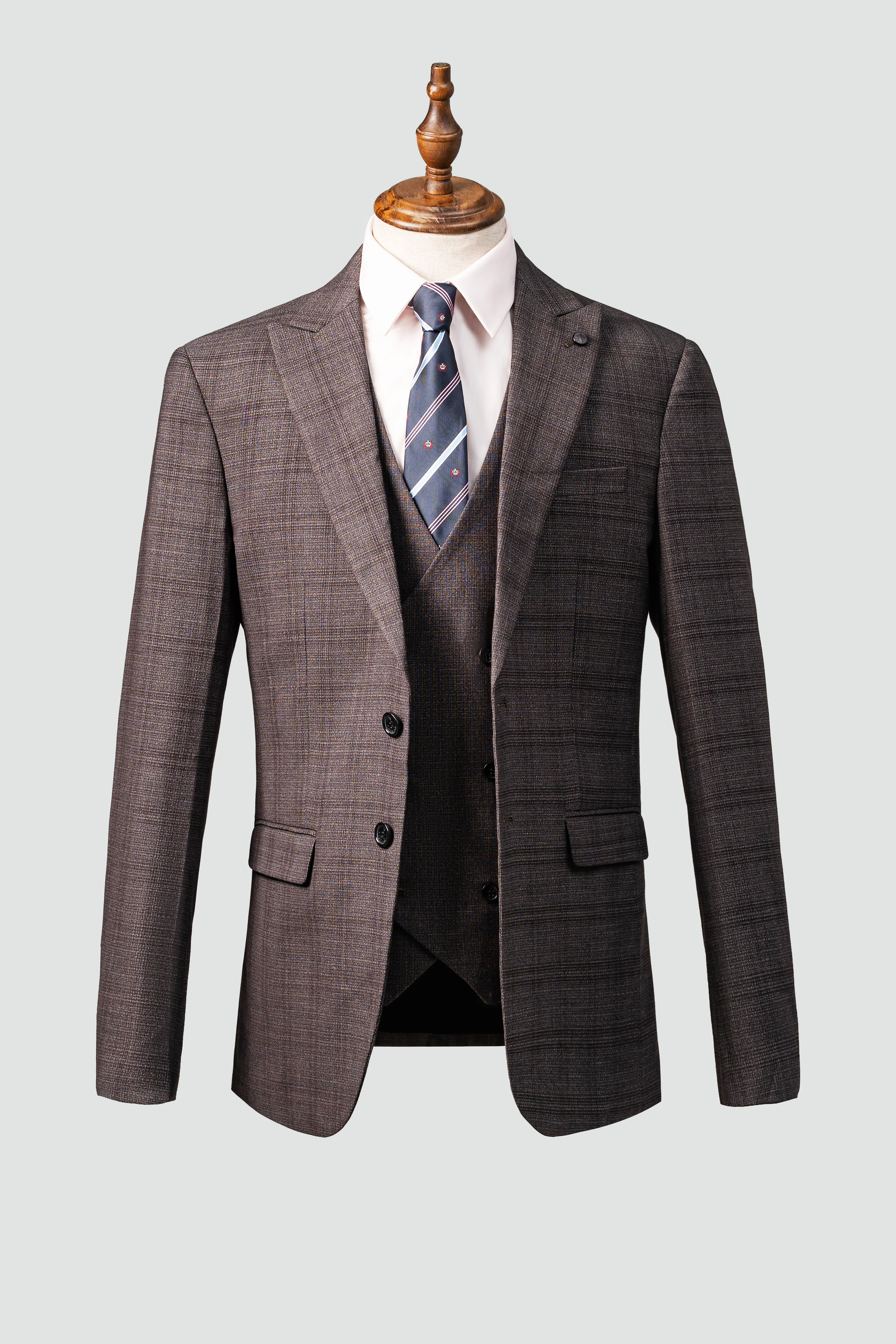 3 PIECE SUIT SLIM FIT BROWN - Image 2