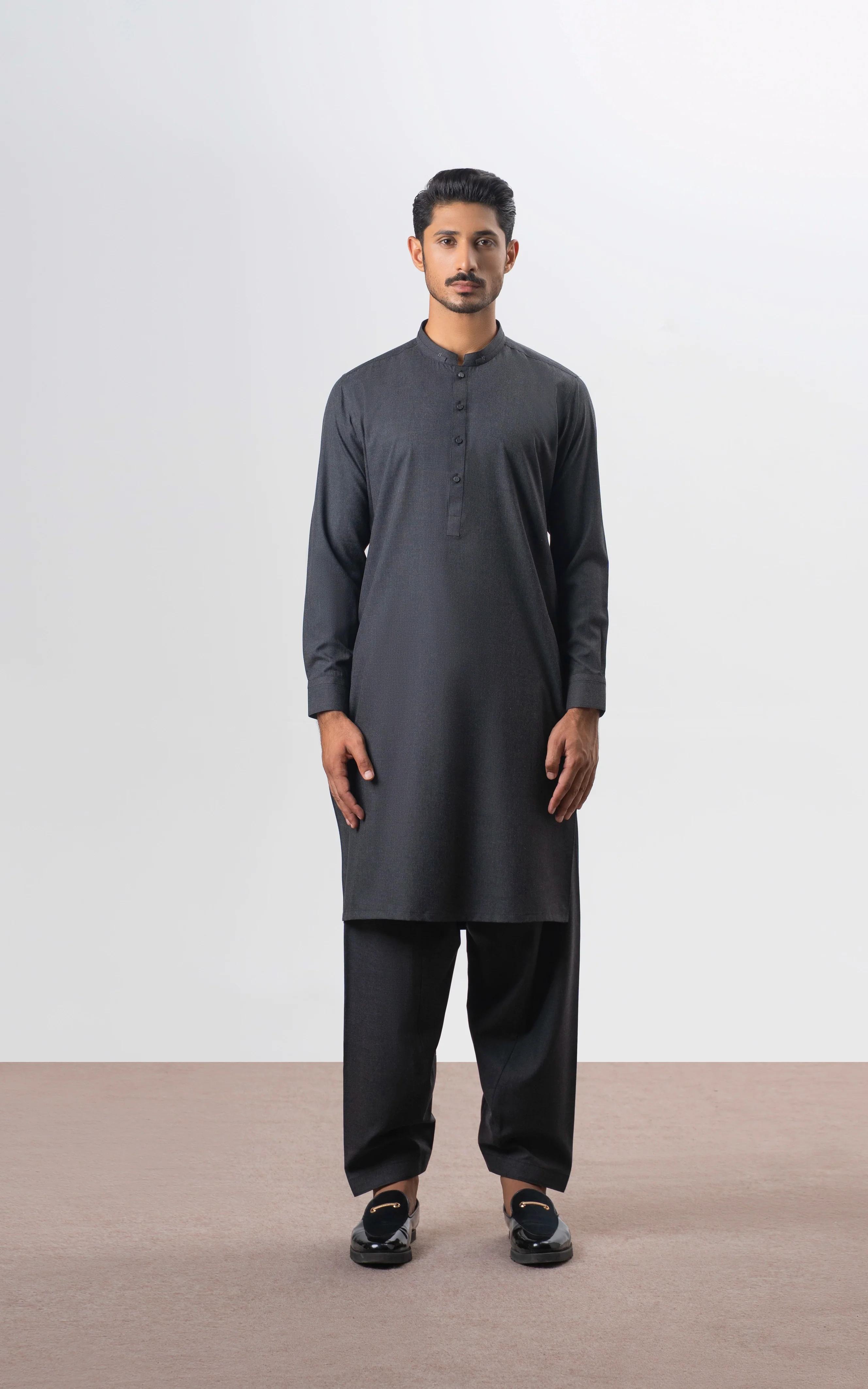 BLENDED KAMEEZ SHALWAR | PREMIUM COLLECTION CHARCOAL GREY - Image 5
